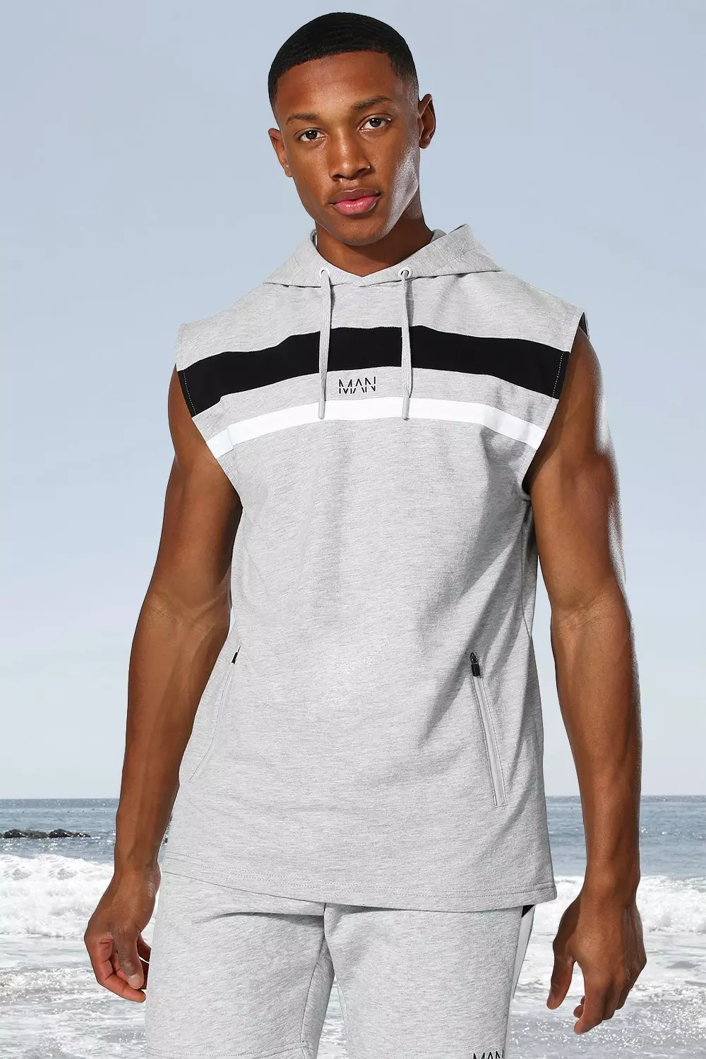 Boohooman sleeveless hoodie hotsell